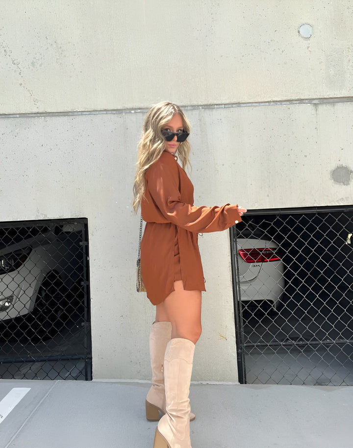 Jessica - Robe Salopette Satinée Tendance