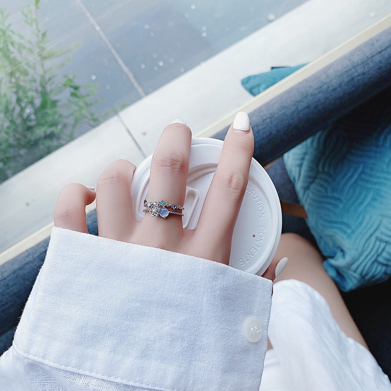 Bague Argent Adjustable avec Pierre de Lune