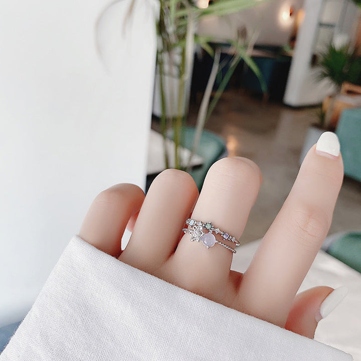 Bague Argent Adjustable avec Pierre de Lune