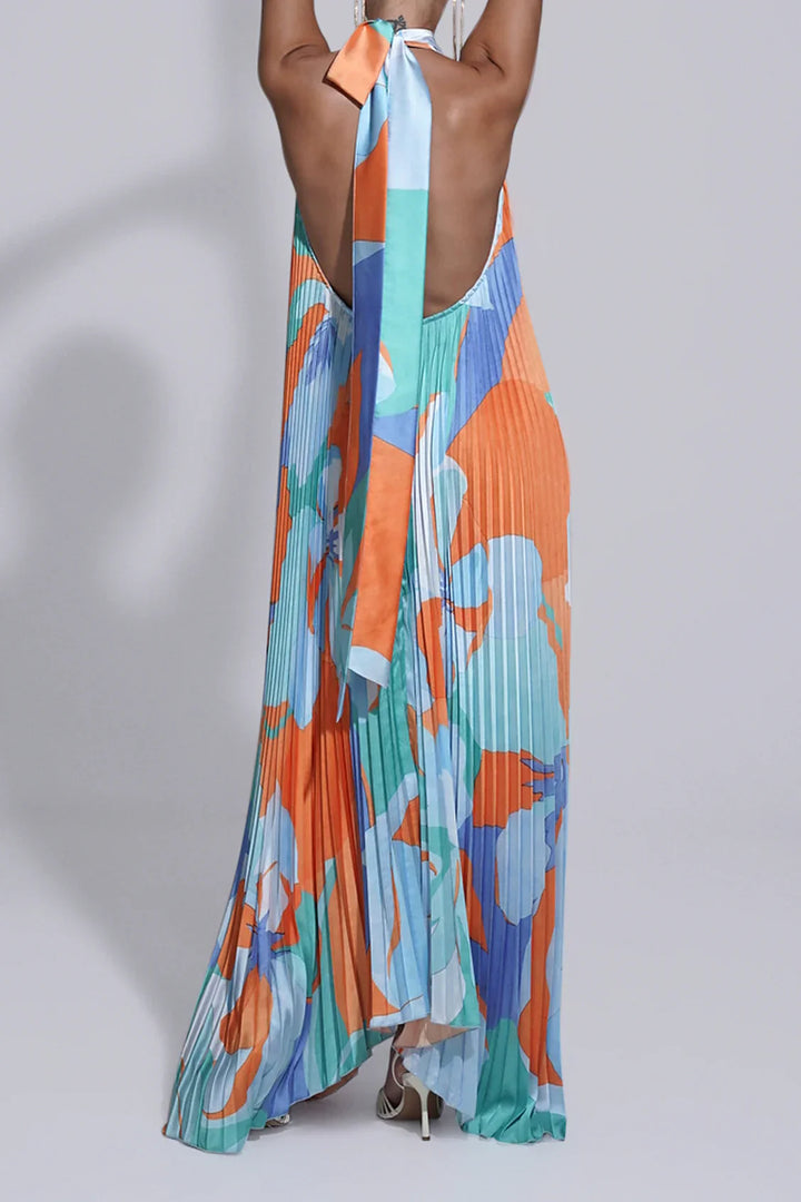 Shalia - Robe Maxi Plissée Sultrée à Col Halter