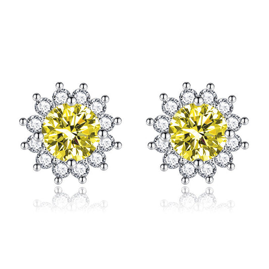 Boucles d'oreilles Muse ensoleillées Jaunes | Or Blanc