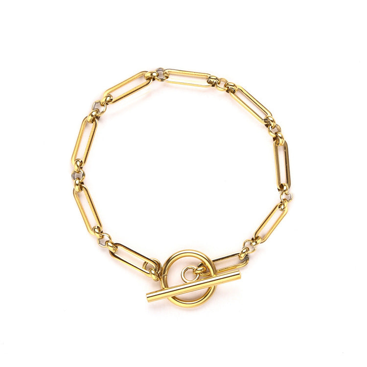 Bracelet T-Bar en Lien | Or