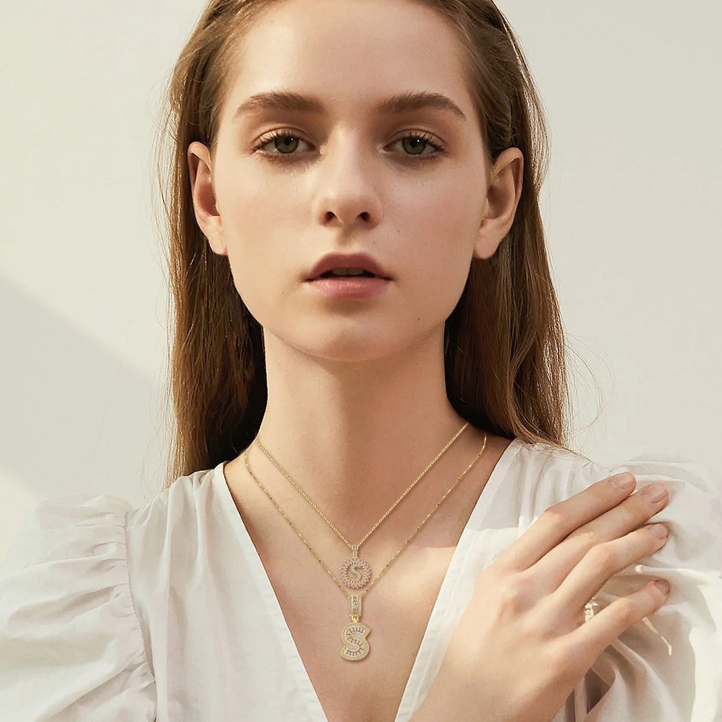 Collier initial en moissanite | Or