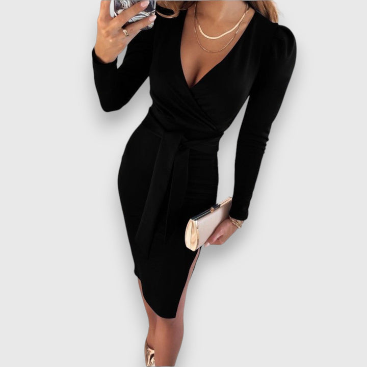 Romy – Robe portefeuille avec col rond