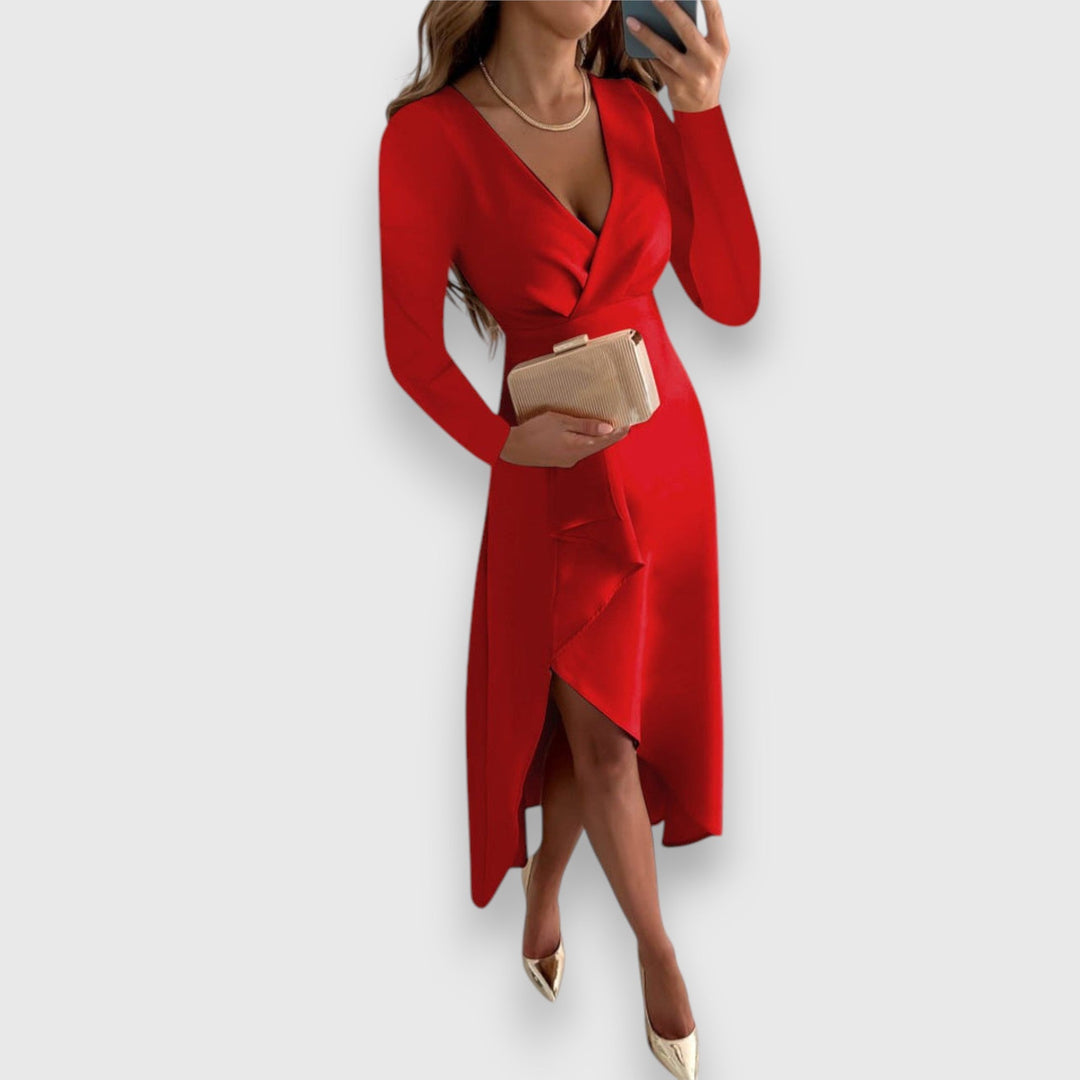 Romy – Robe portefeuille avec col rond