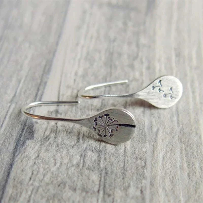 925 Silver Dandelion Leaf Earrings
