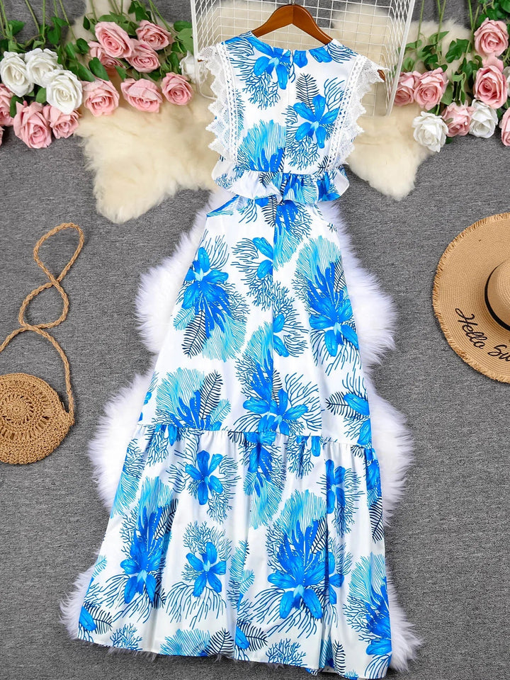 Margie - Robe Maxi en Dentelle Sans Manches Tendance