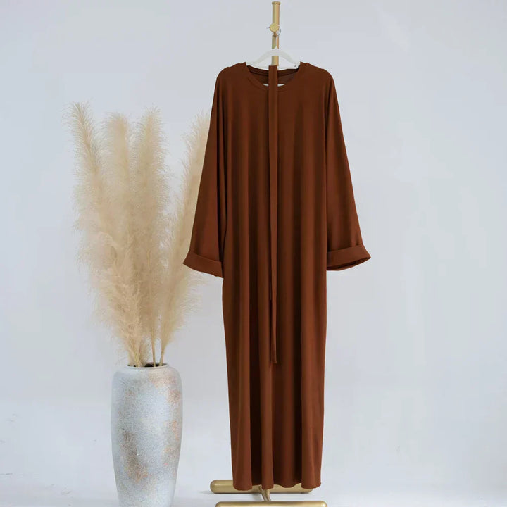 Ariane - Abaya Tricotée Élégante avec Ceinture et Poches Latérales