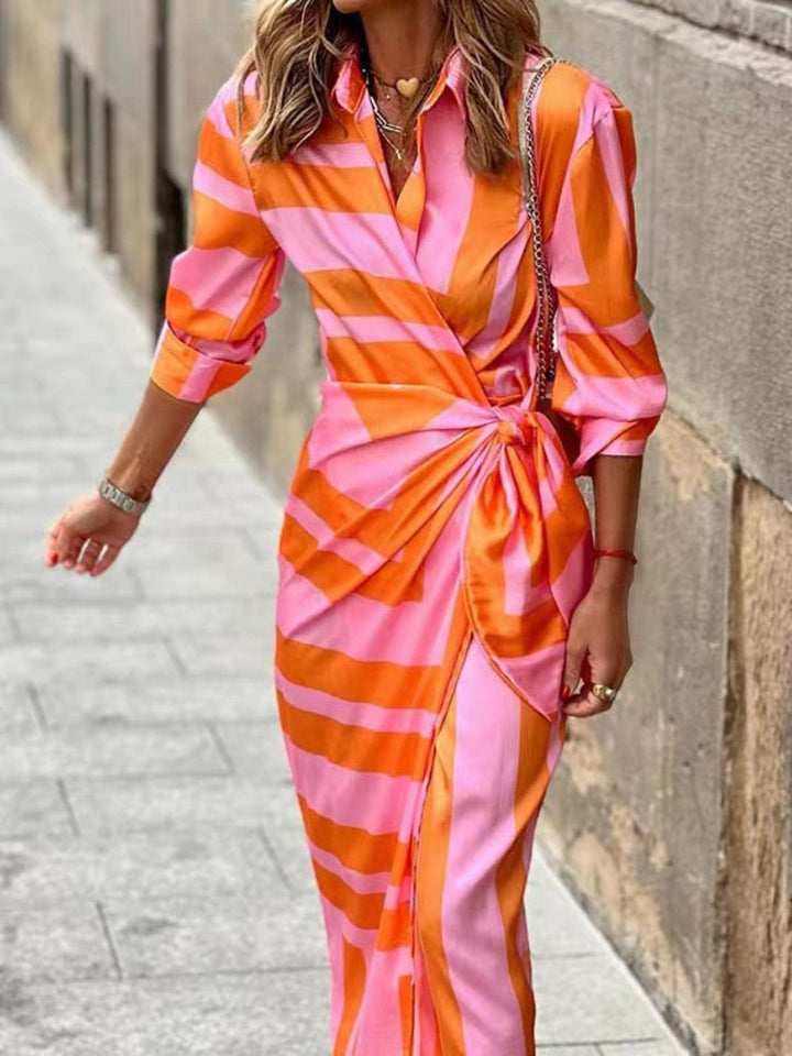 Bernice - Robe Chemise Midi Rayée