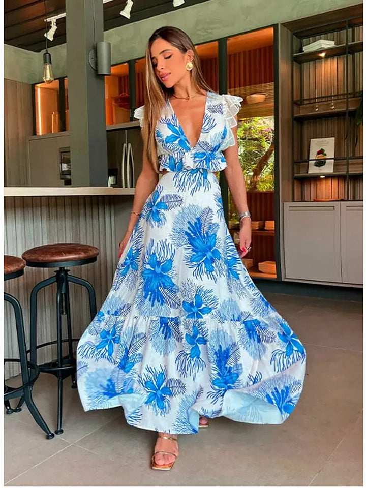 Margie - Robe Maxi en Dentelle Sans Manches Tendance