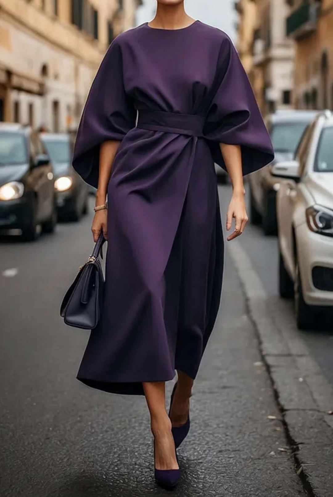 Louise – Robe Élégante avec Manches Lanternes
