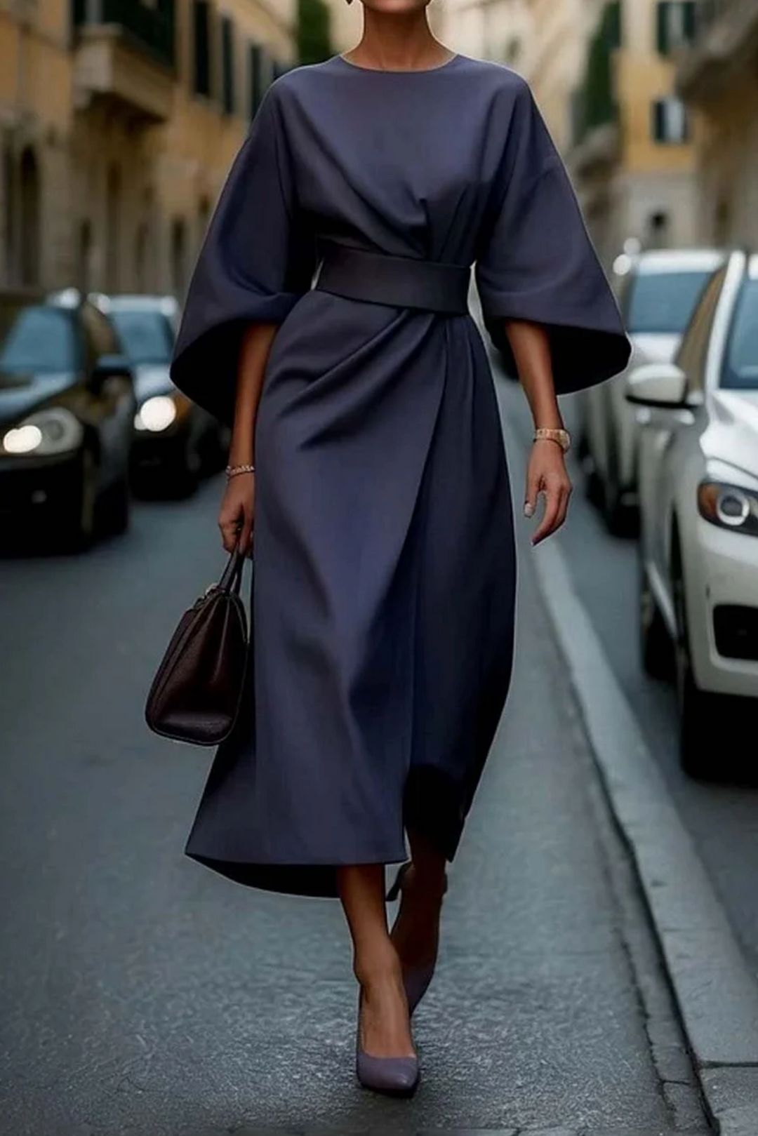 Louise – Robe Élégante avec Manches Lanternes