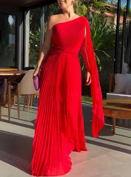 Dalila - Robe Maxi Plissée à Épaules Dénudées