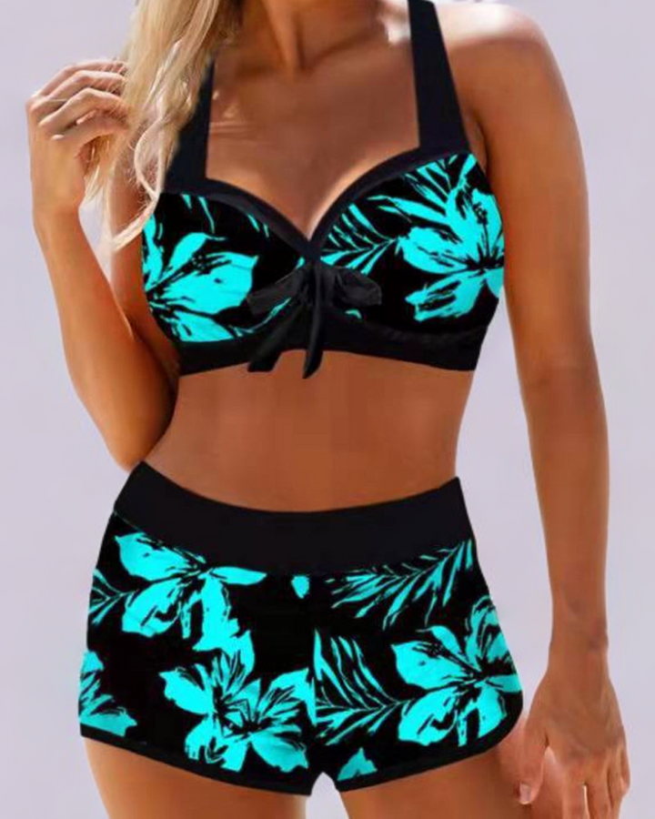 Sherrie – Maillot de bain taille haute avec imprimé floral
