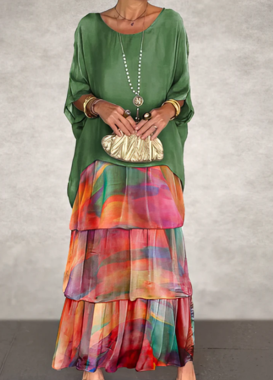 Caroline | Robe Maxi à Col Rond Lâche