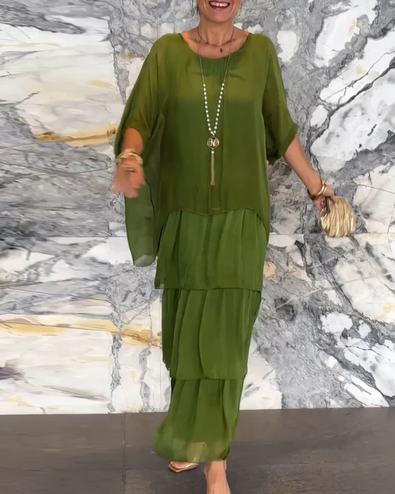 Caroline | Robe Maxi à Col Rond Lâche