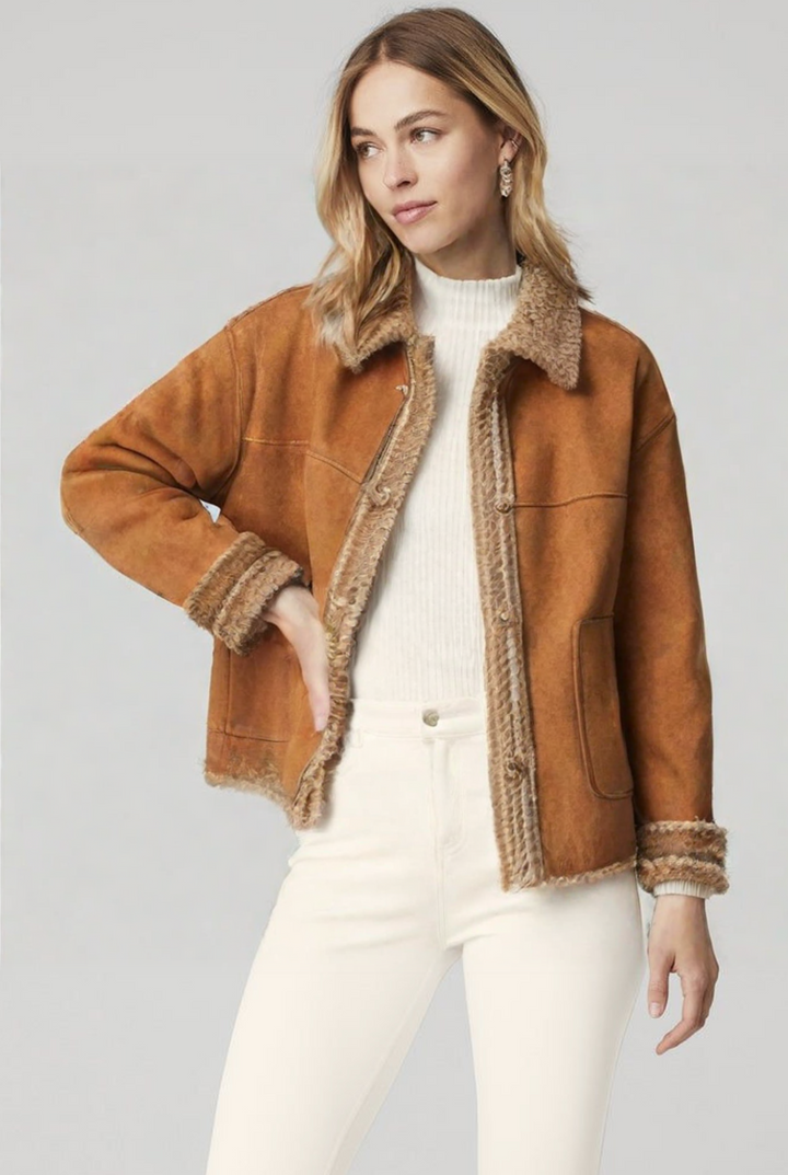 Charlene - Veste en Peau de Mouton avec Boutons