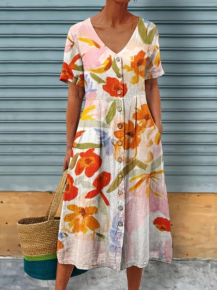 Sienna – Robe Florale Bohème à Col V