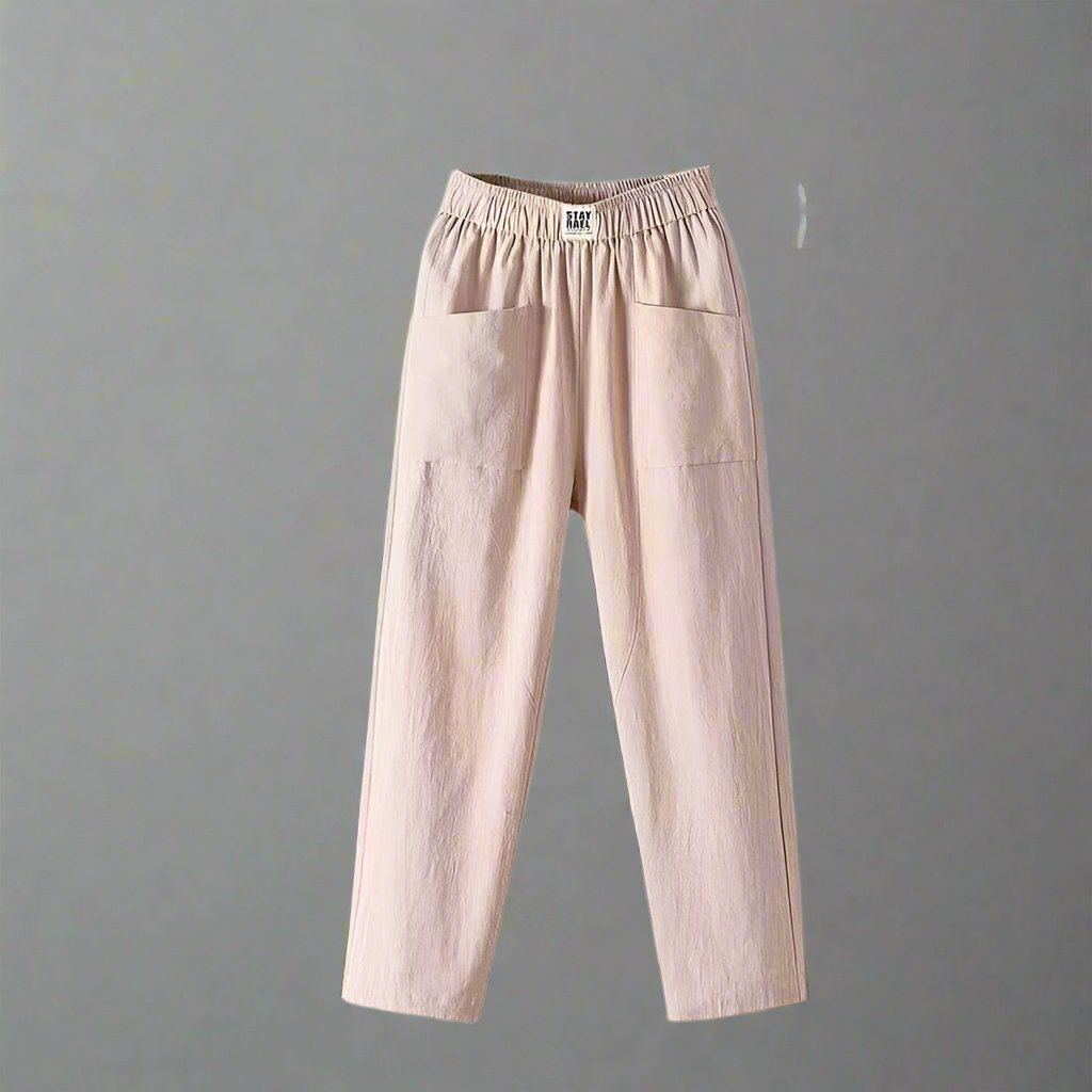 Félin - Pantalons en lin-coton décontractés avec taille élastique
