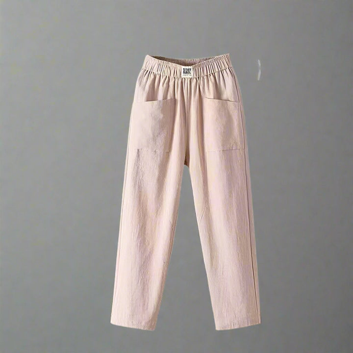 Félin - Pantalons en lin-coton décontractés avec taille élastique