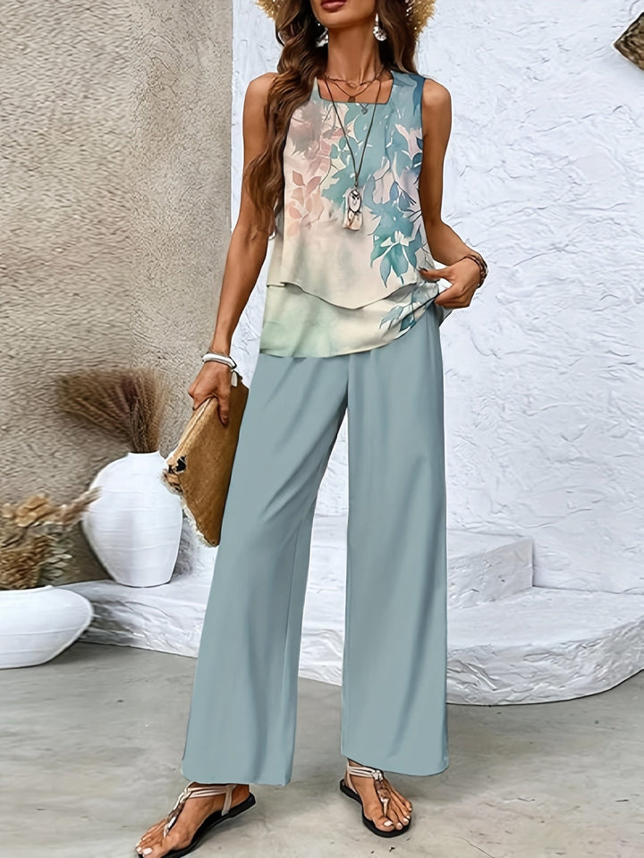 Camille - Ensemble Gilet et Pantalon à Rayures en Sergé