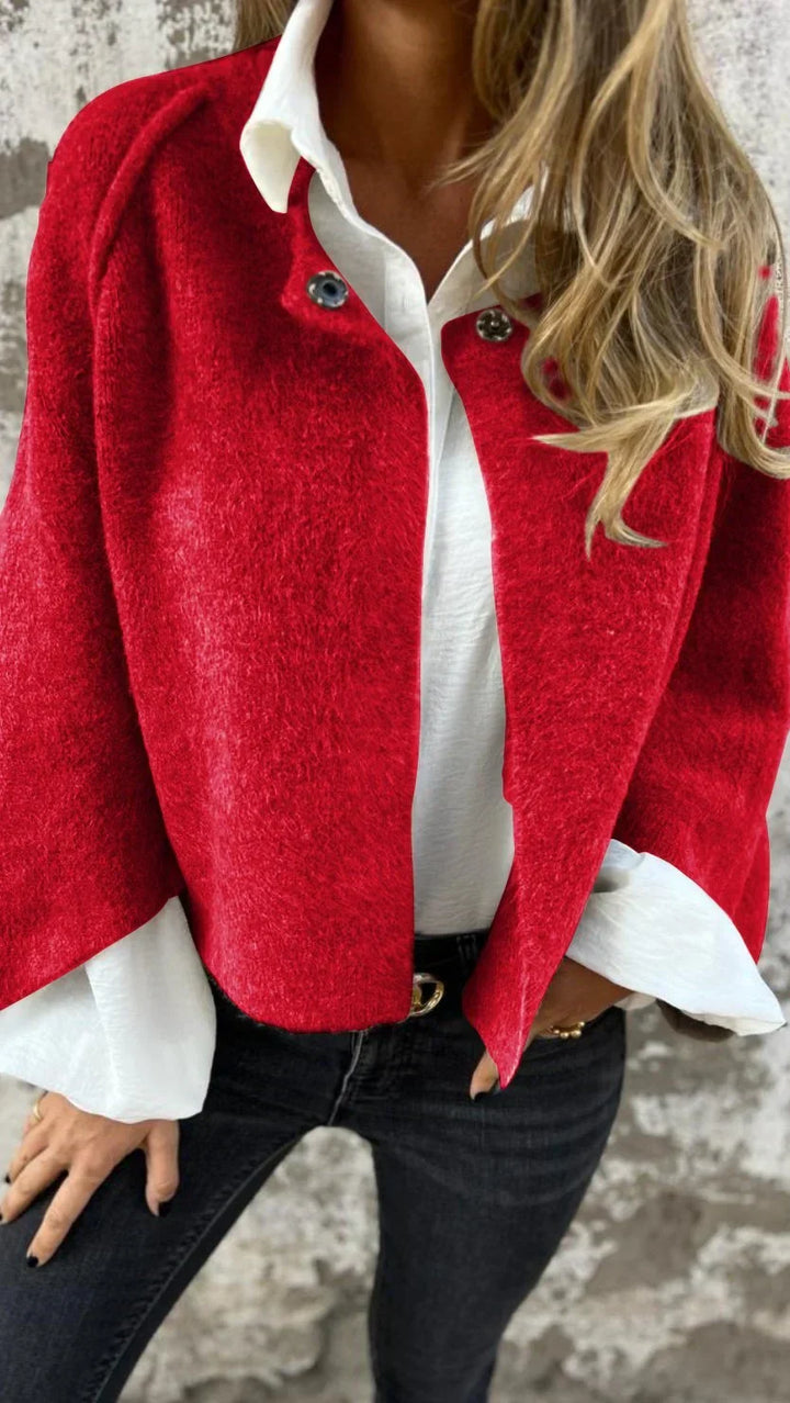 Cecilia - Manteau en Laine avec Col Rond et Manches Longues