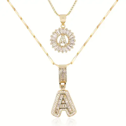 Collier initial en moissanite | Or
