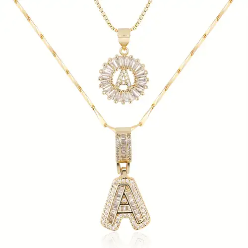 Collier initial en moissanite | Or