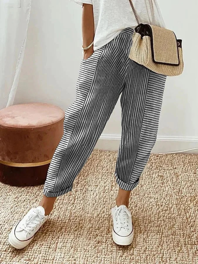Cajsa - Pantalons en Coton Rayés