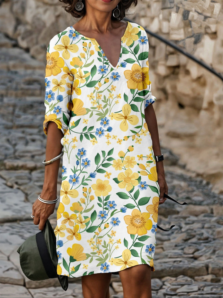 Lily – Robe T-Shirt à Col V Floral