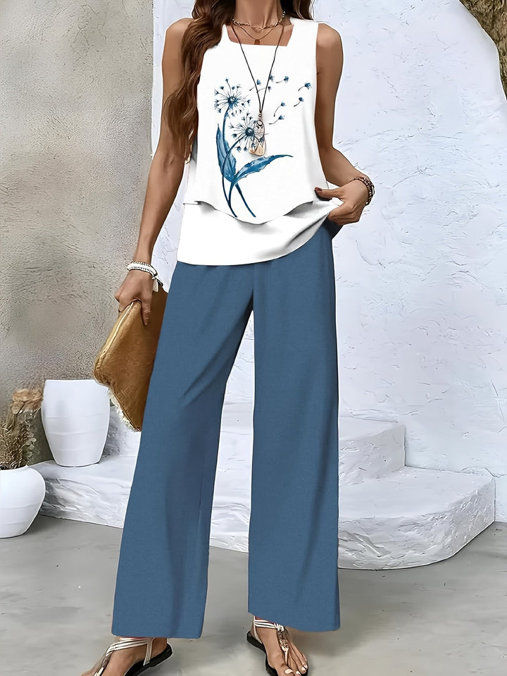 Camille - Ensemble Gilet et Pantalon à Rayures en Sergé