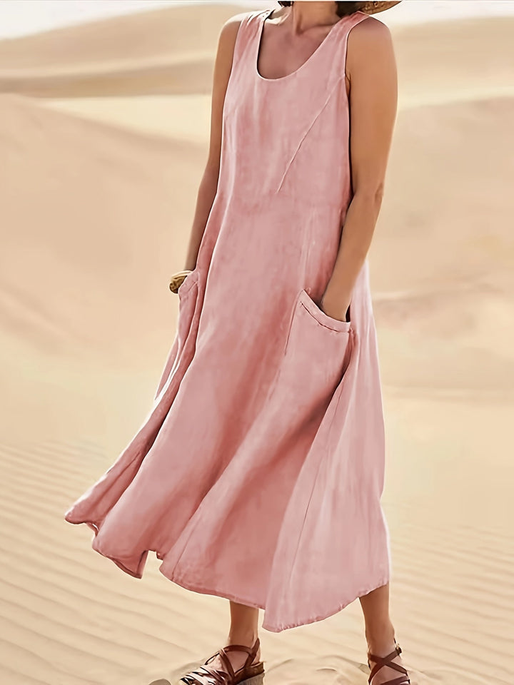 Sophia - Robe Maxi Sans Manches Avec Poches
