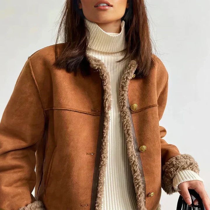 Charlene - Veste en Peau de Mouton avec Boutons