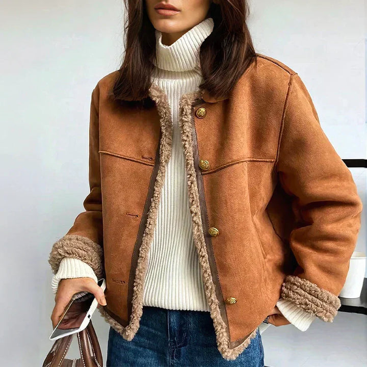 Charlene - Veste en Peau de Mouton avec Boutons