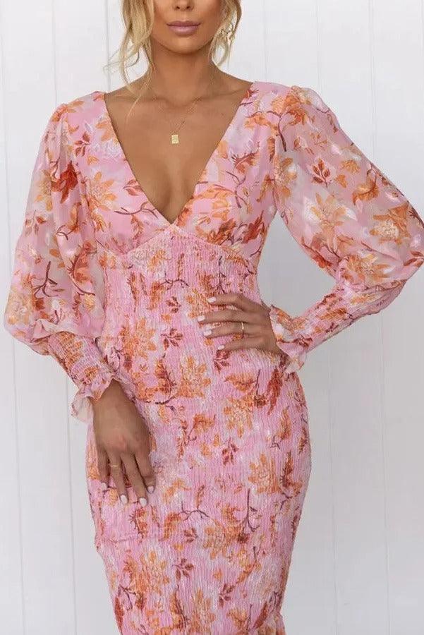 Camélia - Robe Midi à Volants Florale