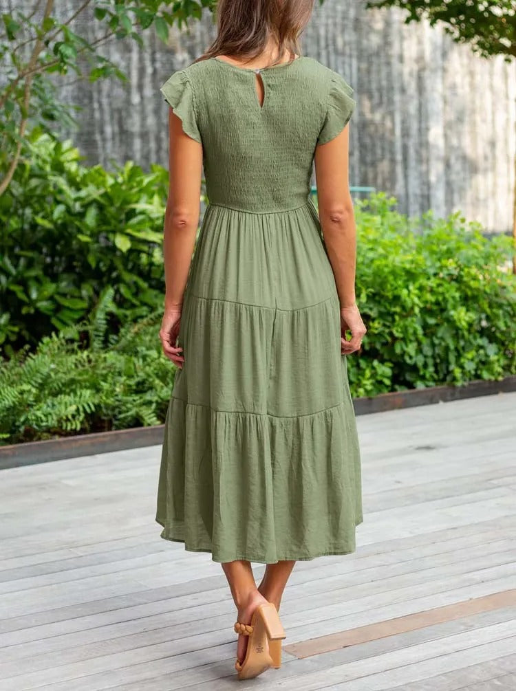 ROBE MIDI VOLANTÉE AUDREY I
