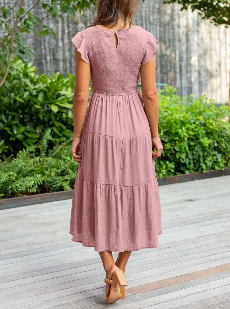 ROBE MIDI VOLANTÉE AUDREY I