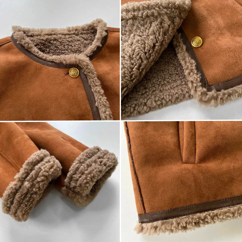 Charlene - Veste en Peau de Mouton avec Boutons