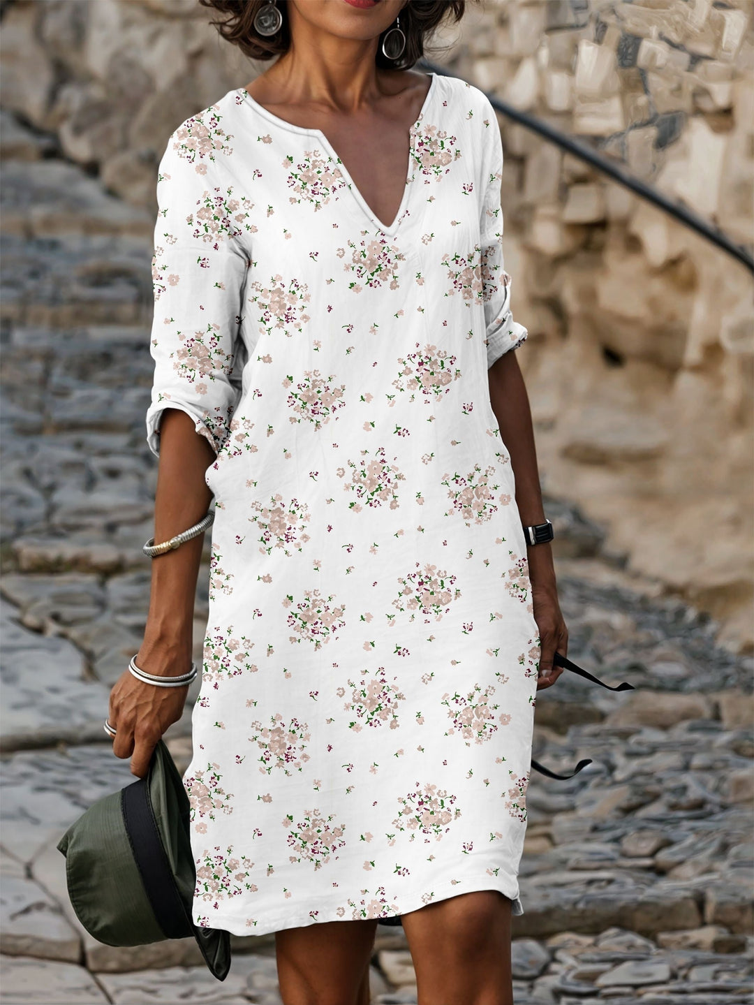 Lily – Robe T-Shirt à Col V Floral