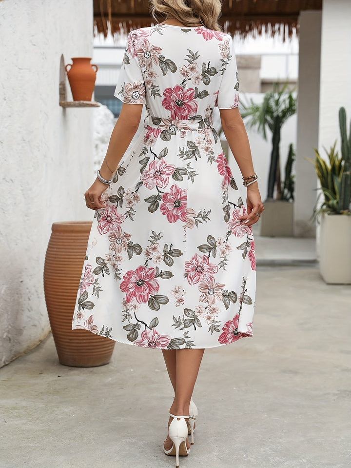 Isabella – Robe ceinturée à imprimé floral et décolleté en V