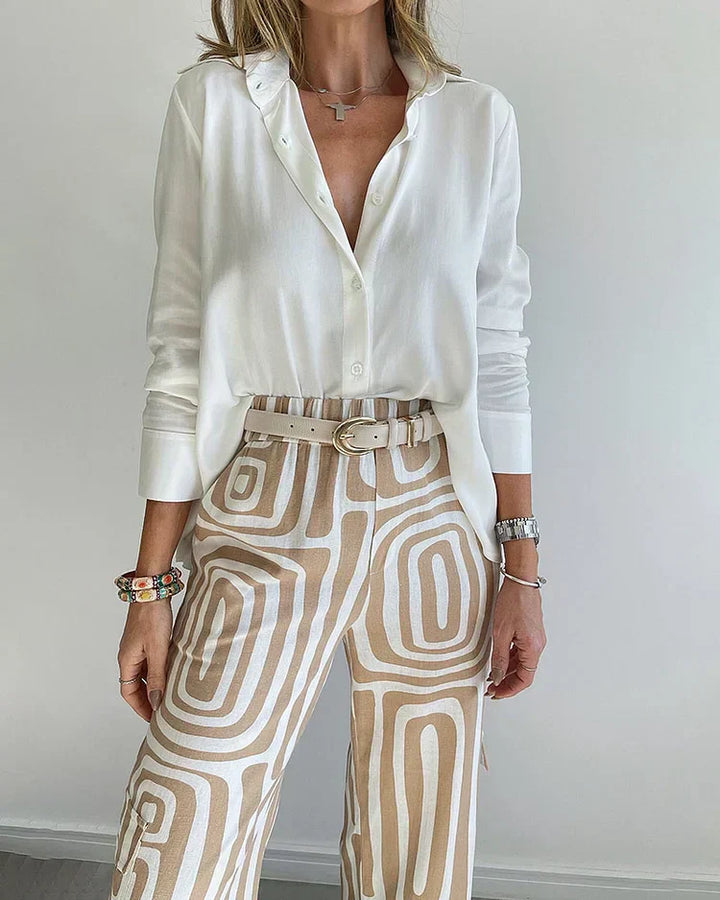 Daisy - Ensemble de Pantalon Élégant Comprenant Blouse et Ceinture