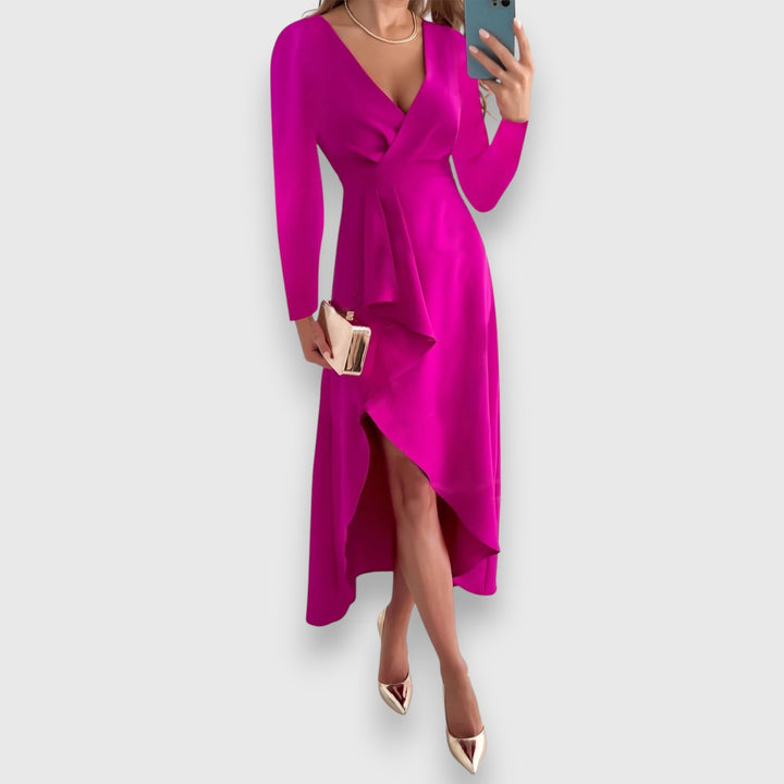 Romy – Robe portefeuille avec col rond