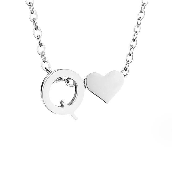 Collier en Argent "Amour Éternel & Lettre"