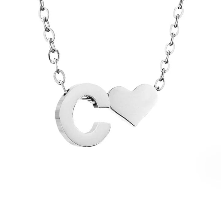 Collier en Argent "Amour Éternel & Lettre"