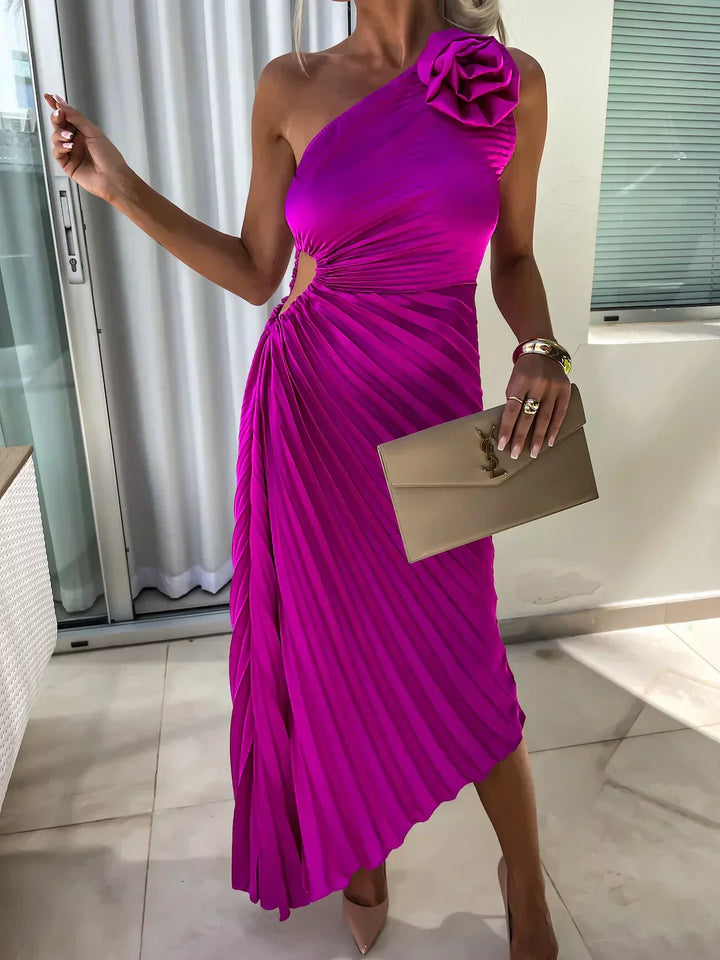 Dariella | Romantic Flower One Shoulder Dress