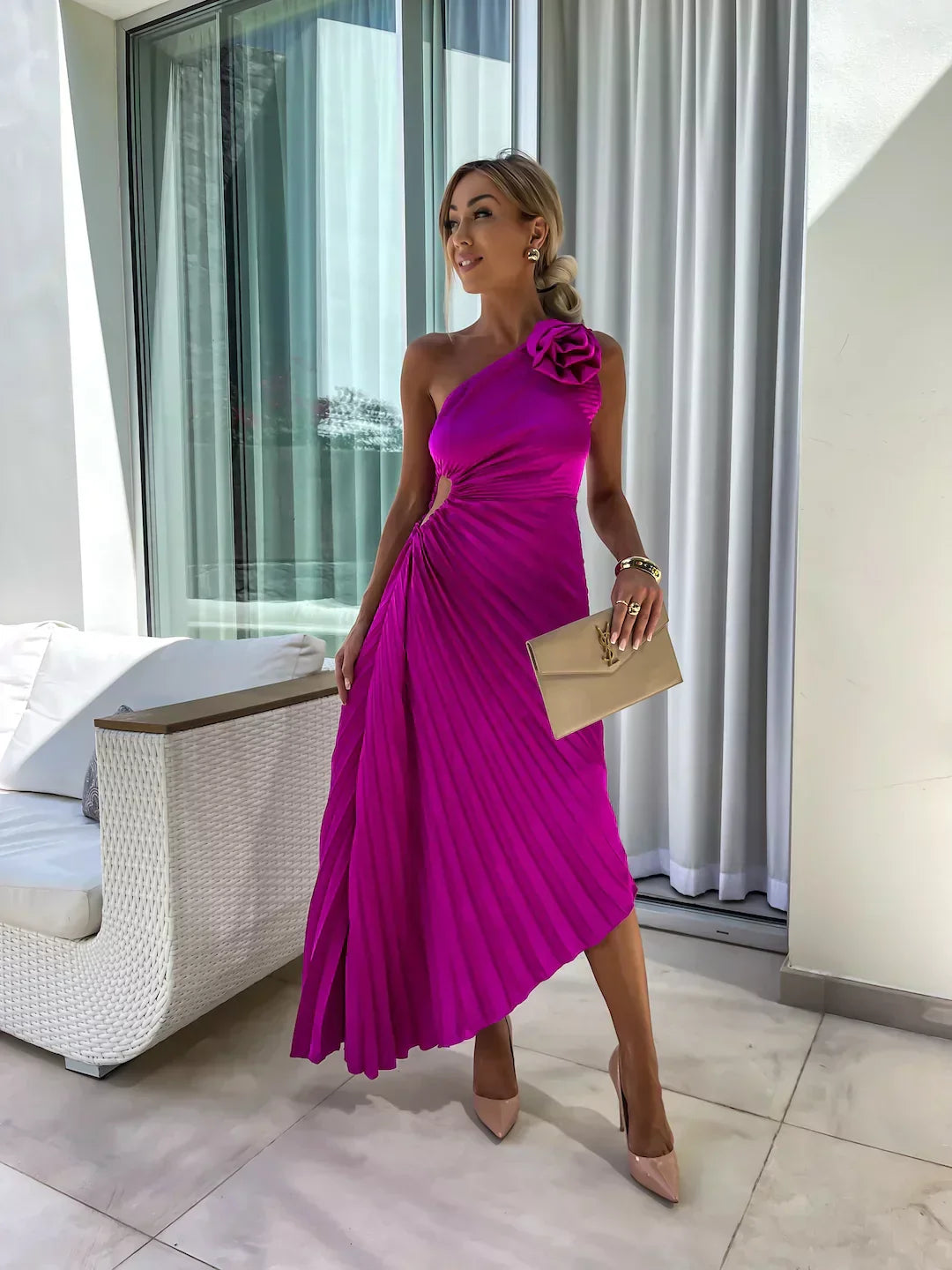 Dariella | Robe Romantique à Fleurs à Une Épaule
