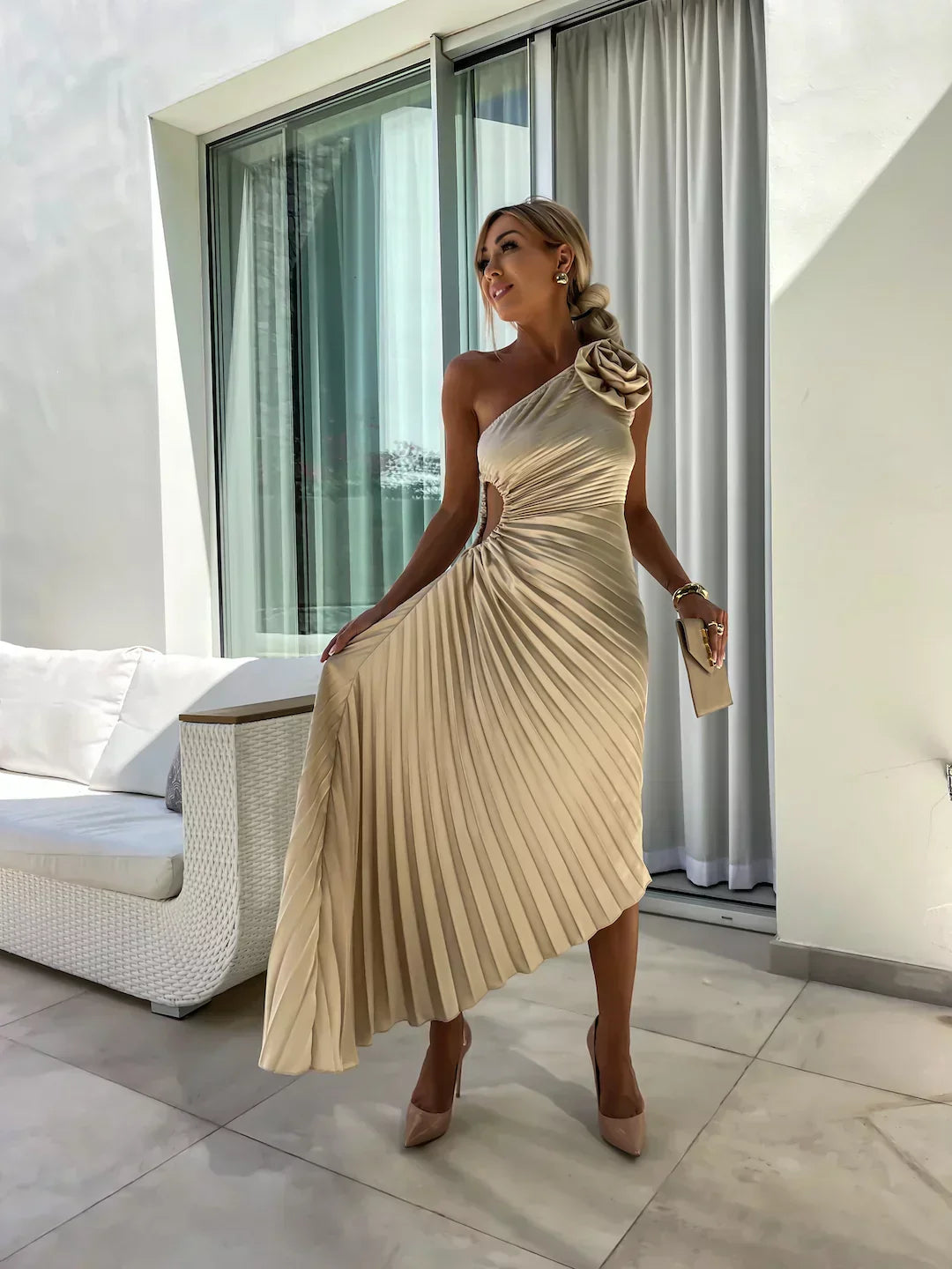Dariella | Robe Romantique à Fleurs à Une Épaule