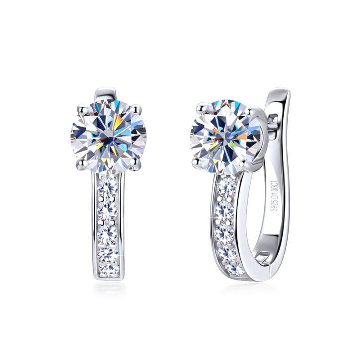 Boucles d'oreilles Huggie Moissanite | Or blanc