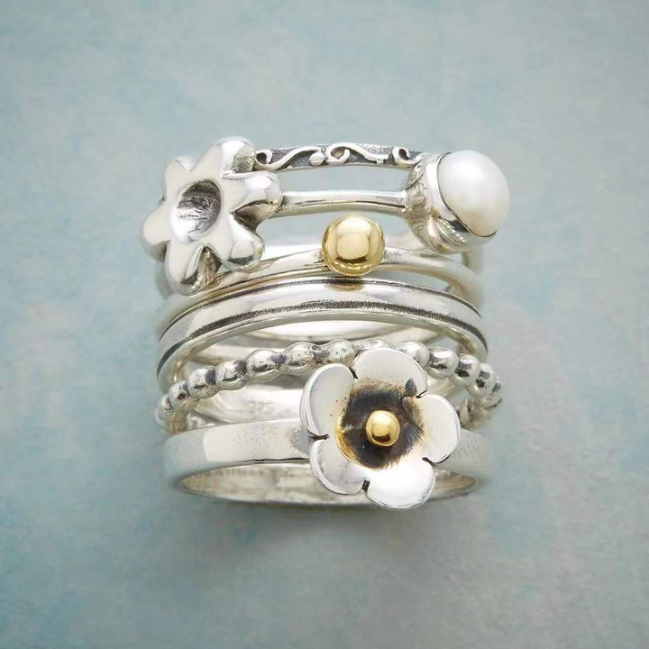 Bague Fleur en Argent Vintage