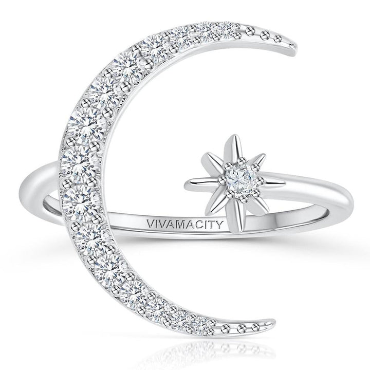 Bague en Argent Lune et Étoile